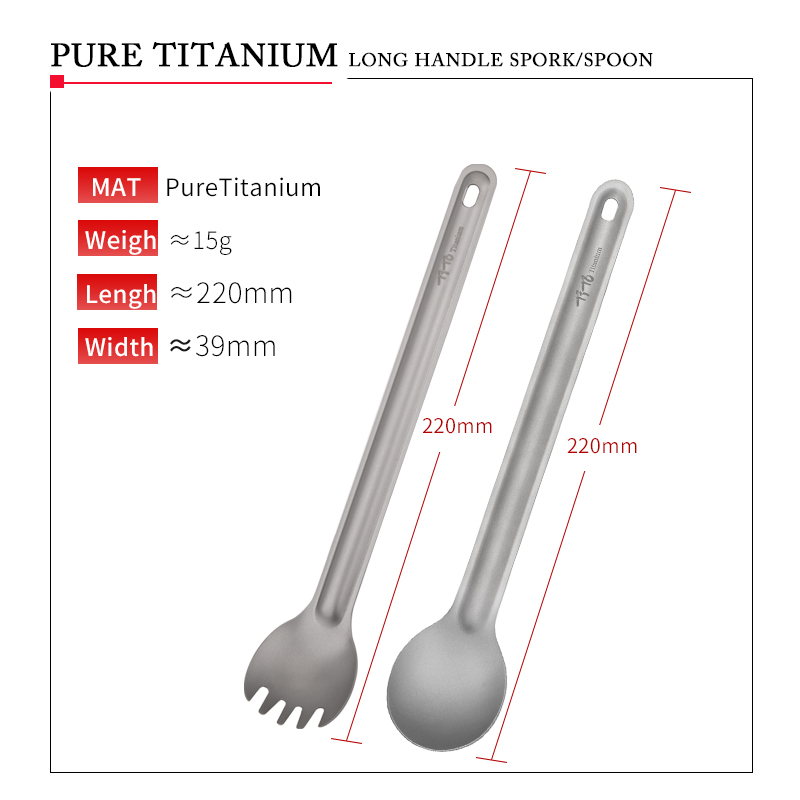 TiTo Titanium Spork Spoon Long - Camp Utensil Set 评论和价格