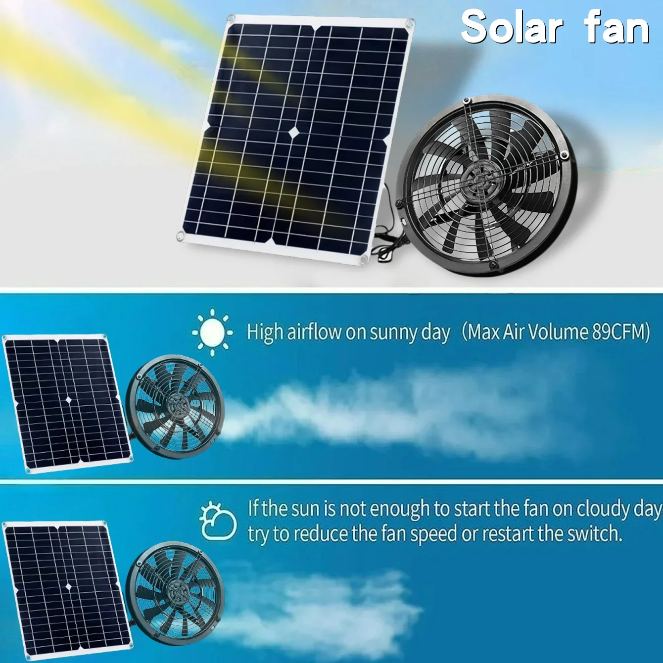 25W Solar Powered Fan Kit Heat - Outdoor Camping Dog Kennel 评论和价格