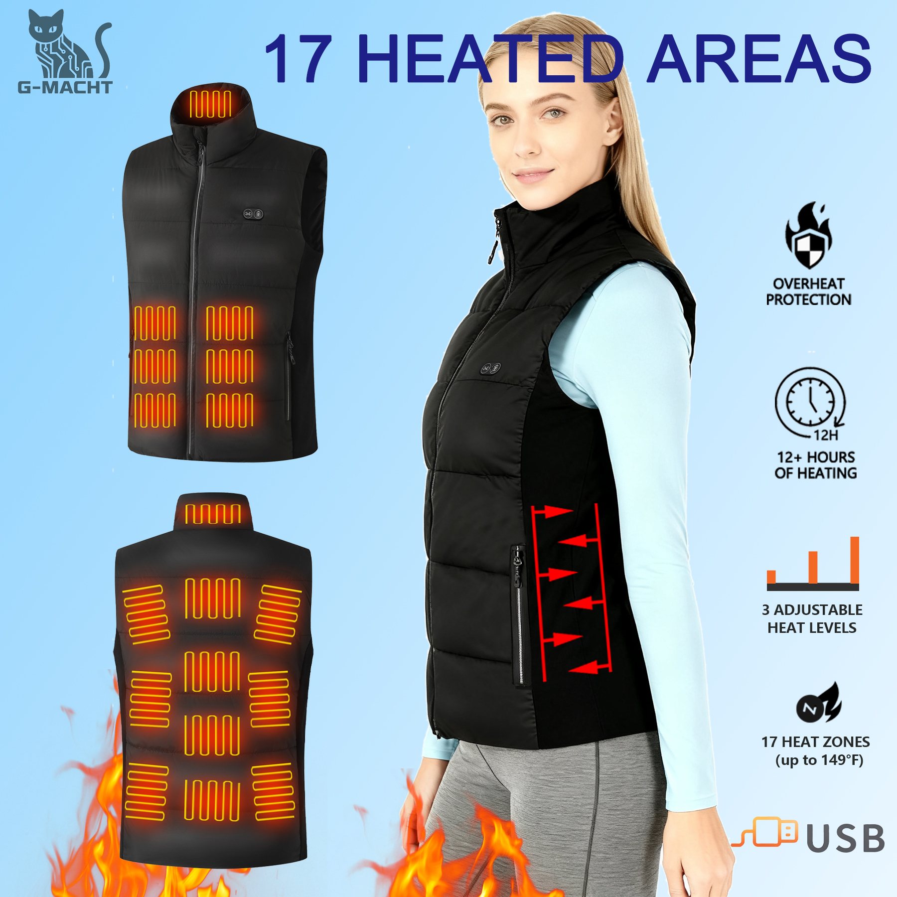 Unisex Winter Heated Vest 17 Z - Outdoor Camping Zone 评论和价格