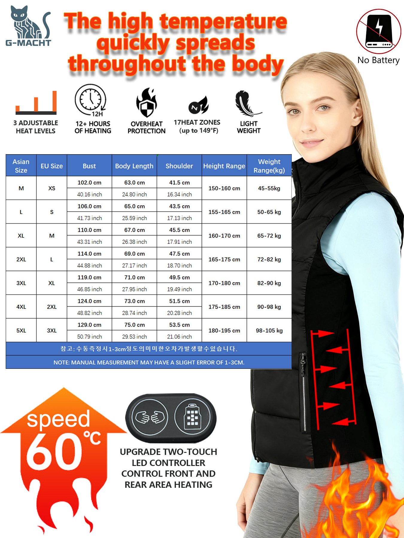 Unisex Winter Heated Vest 17 Z - Outdoor Camping Zone 评论和价格