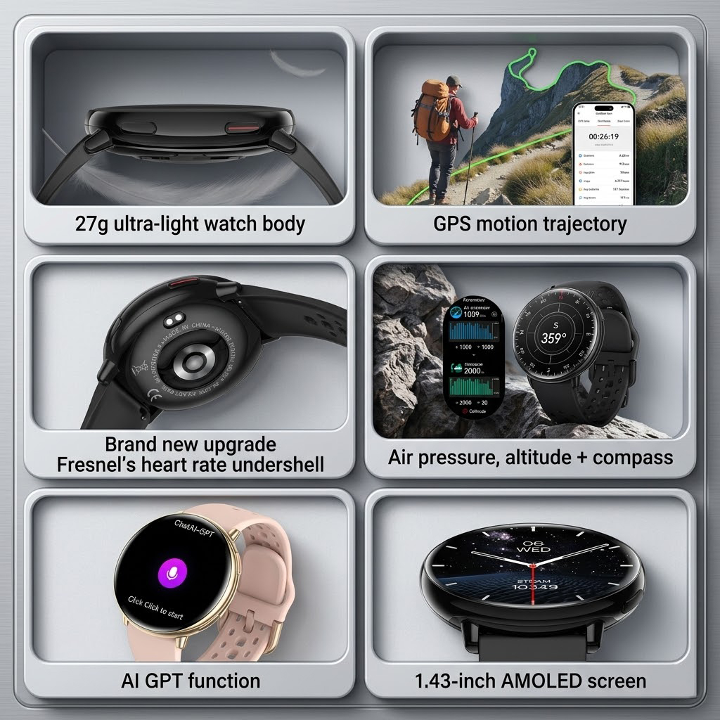 HD21 Smart Watch 1.43 Inch AMO - Outdoor Camping Japan 评论和价格